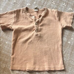 Kate Quinn Ribbed Button Down Shirt in Peach